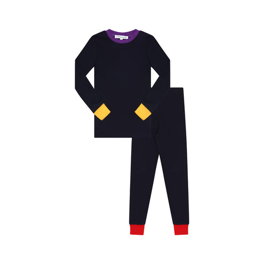 LITTLE PARNI NAVY/PURPLE COLORBLOCK PAJAMAS