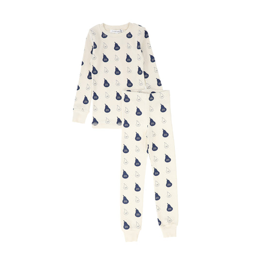 LITTLE PARNI NAVY LOGO PAJAMA SET