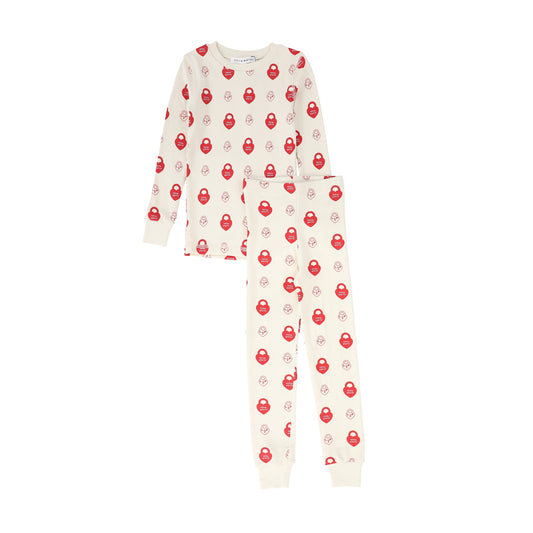 LITTLE PARNI RED LOGO PAJAMA SET
