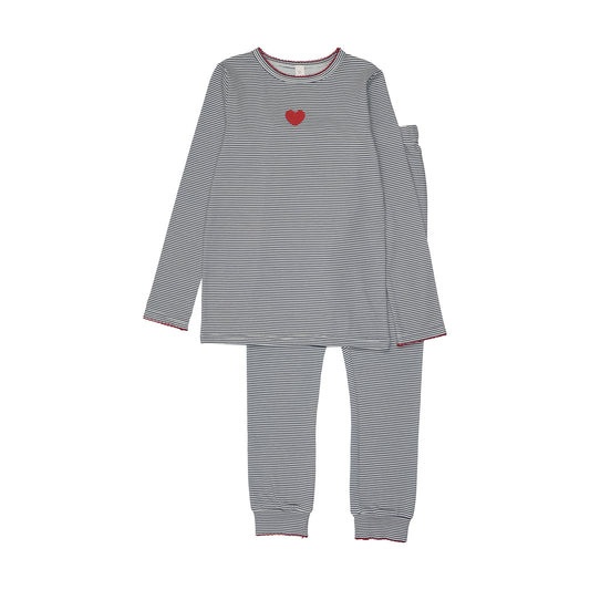 BOPOP NAVY HEART PIN STRIPE PAJAMA SET