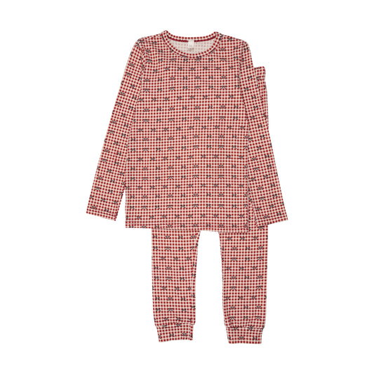 BOPOP RED GINGHAM BOW PAJAMA SET
