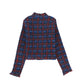 VALENTINA NAVY/BURGUNDY PLAID SMOCKED BLOUSE