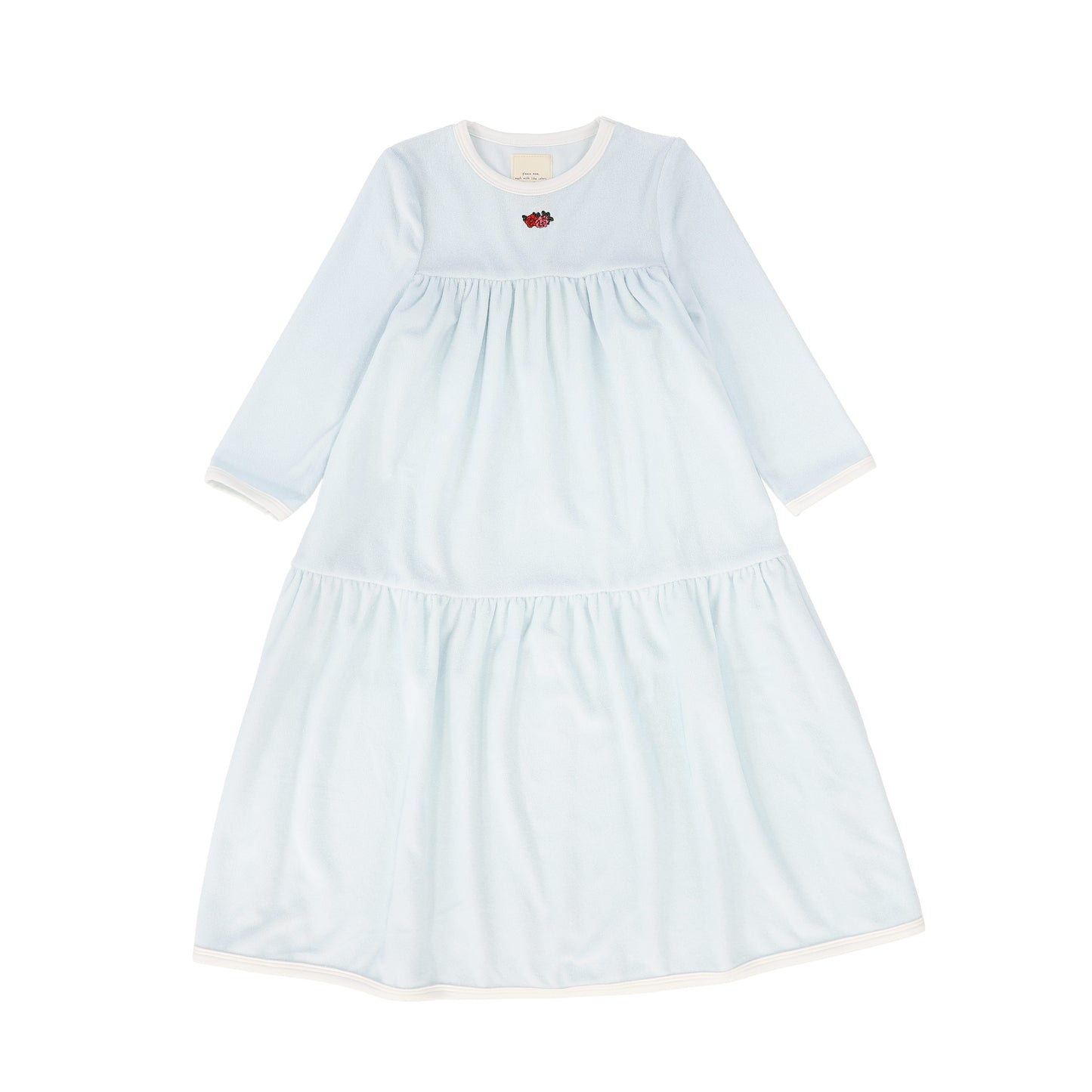 PLEASE MOM KIDS BLUE TERRY FLORAL DRESS