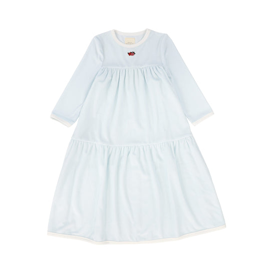 PLEASE MOM KIDS BLUE TERRY FLORAL DRESS