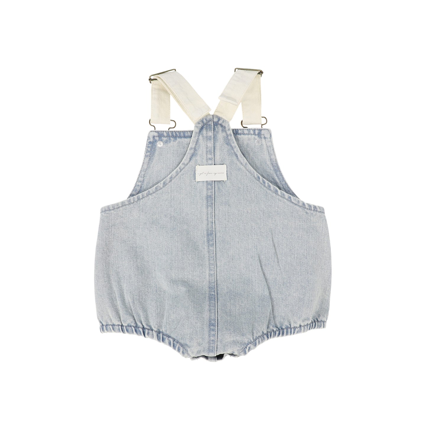 PLEASE MOM KIDS BLUE DENIM WASH EMBROIDERED ROMPER