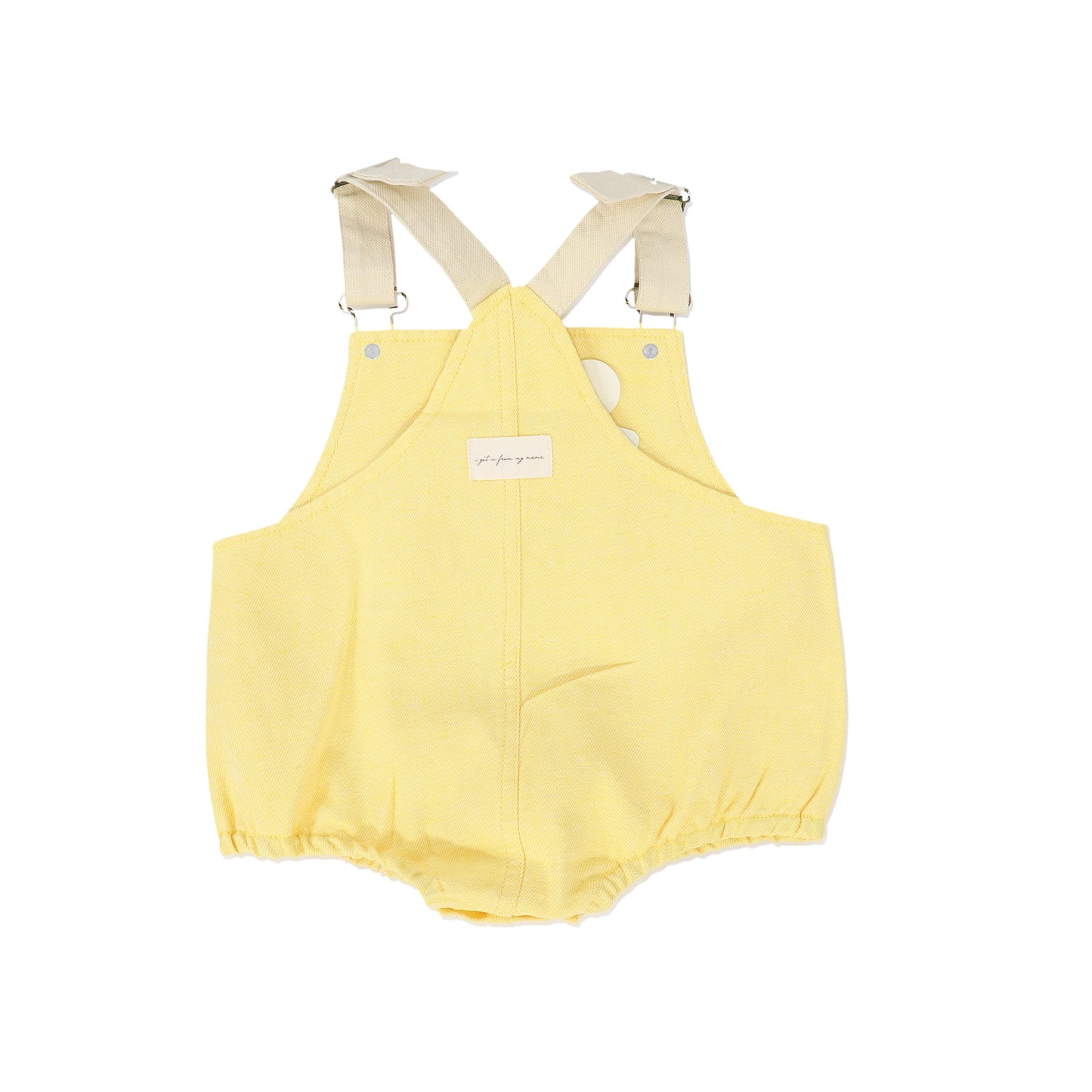 PLEASE MOM KIDS YELLOW DENIM EMBROIDERED ROMPER