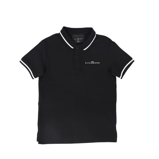 JOHN RICHMOND BLACK CONTRAST TRIM POLO
