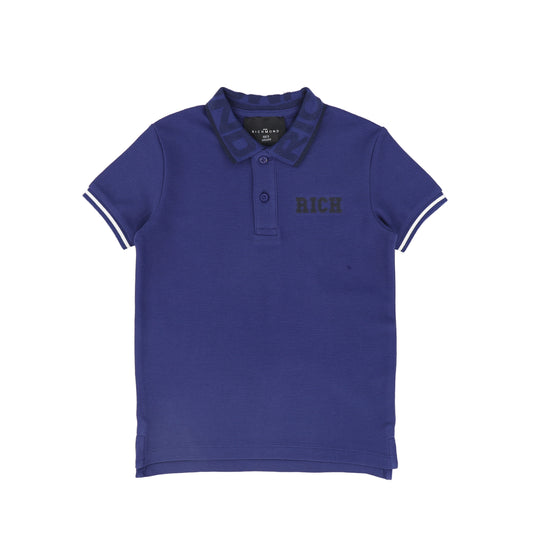 JOHN RICHMOND BLUE LOGO COLLAR POLO
