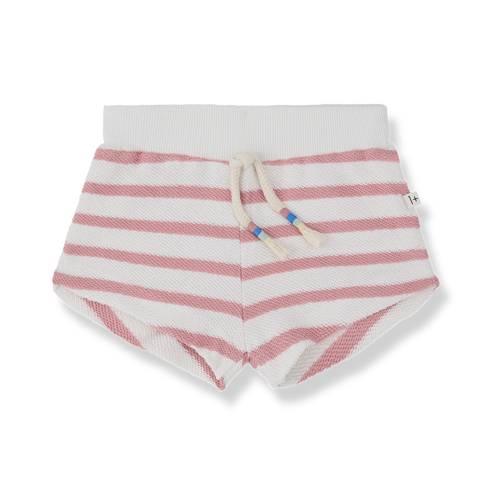 1+ IN THE FAMILY WHITE/PINK STRIPED SHORTS