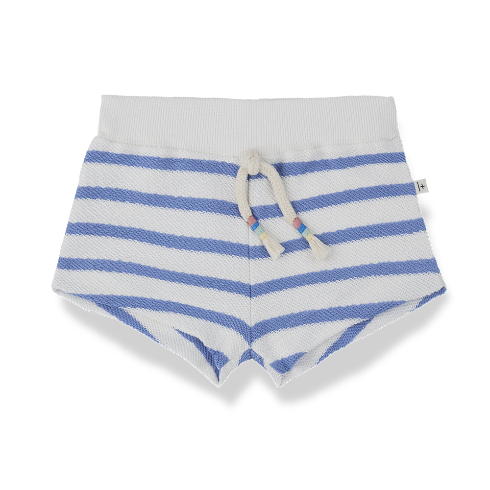 1+ IN THE FAMILY WHITE/BLUE STRIPED SHORTS