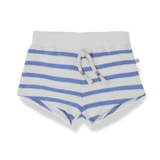 1+ IN THE FAMILY WHITE/BLUE STRIPED SHORTS