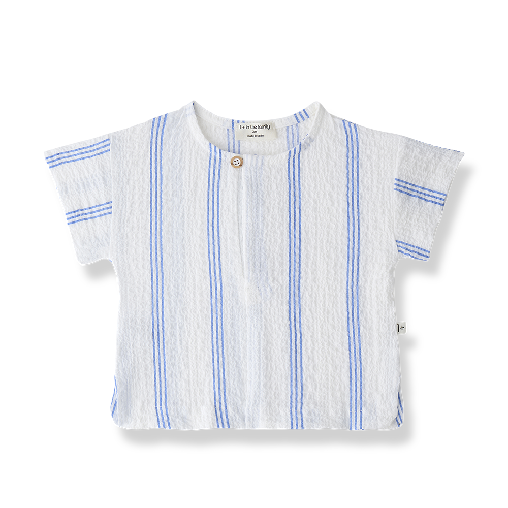 1+ IN THE FAMILY WHITE/BLUE WIDE STRIPED SHIRT