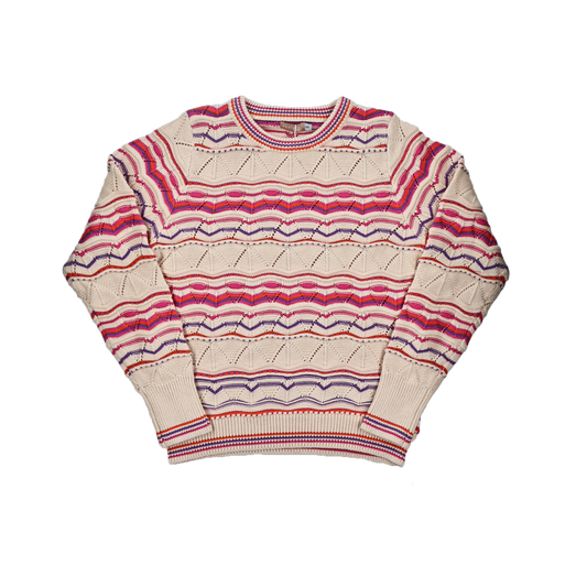 PRAIRIE BEIGE/PINK TEXTURED KNIT SWEATER