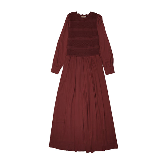 PRAIRIE BURGUNDY KNIT OVERLAY MAXI DRESS