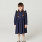 COPENHAGEN COLOR NAVY PRINT RUFFLE TRIM DRESS