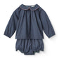 COPENHAGEN COLOR NAVY PRINT PETER PAN COLLAR BLOUSE SET