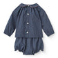 COPENHAGEN COLOR NAVY PRINT PETER PAN COLLAR BLOUSE SET