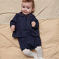 COPENHAGEN COLOR NAVY PRINT PETER PAN COLLAR BLOUSE SET