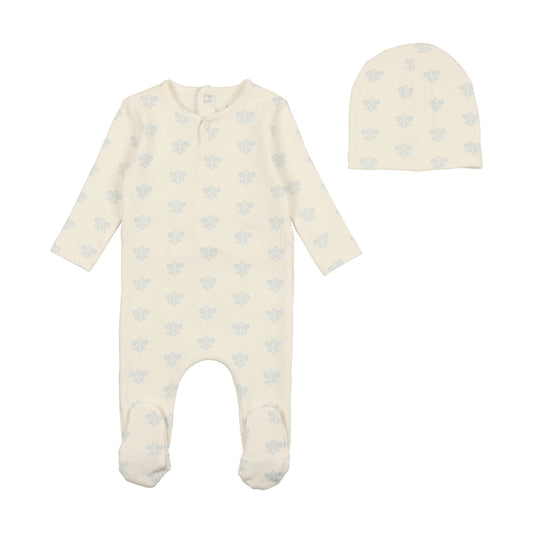 BEE & DEE BOYS LIGHT BASE PAISELEY PRINT FOOTIE WITH BEANIE