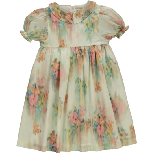 BEBE ORGANIC PINK WATERCOLOR FLORAL COLLAR DRESS