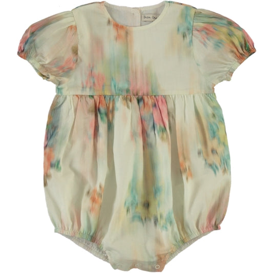 BEBE ORGANIC PINK WATERCOLOR FLORAL ROMPER
