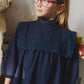 PERNILLE NAVY LACE TRIM BIB COLLAR DRESS