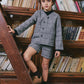 PERNILLE CHARCOAL CHECKERED V BUTTON BLAZER