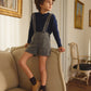 PERNILLE CHARCOAL CHECKERED SUSPENDER SHORTS