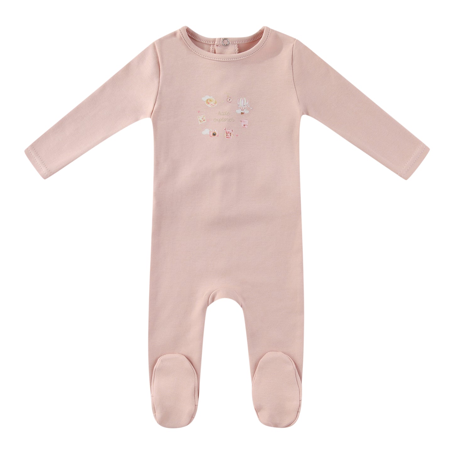 MINI LABEL PINK EXPLORER FOOTIE + BEANIE