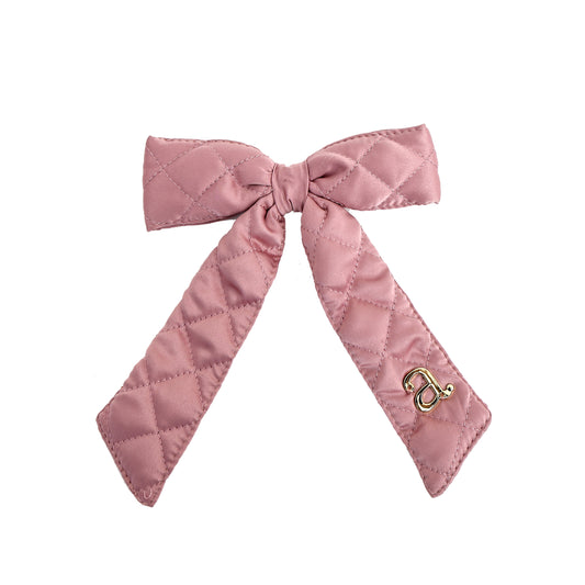 ARCHI PINK SATIN QUILTED BOW [FINAL SALE]