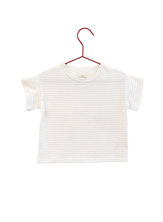 PLEASE MOM PINK STRIPED SS T-SHIRT