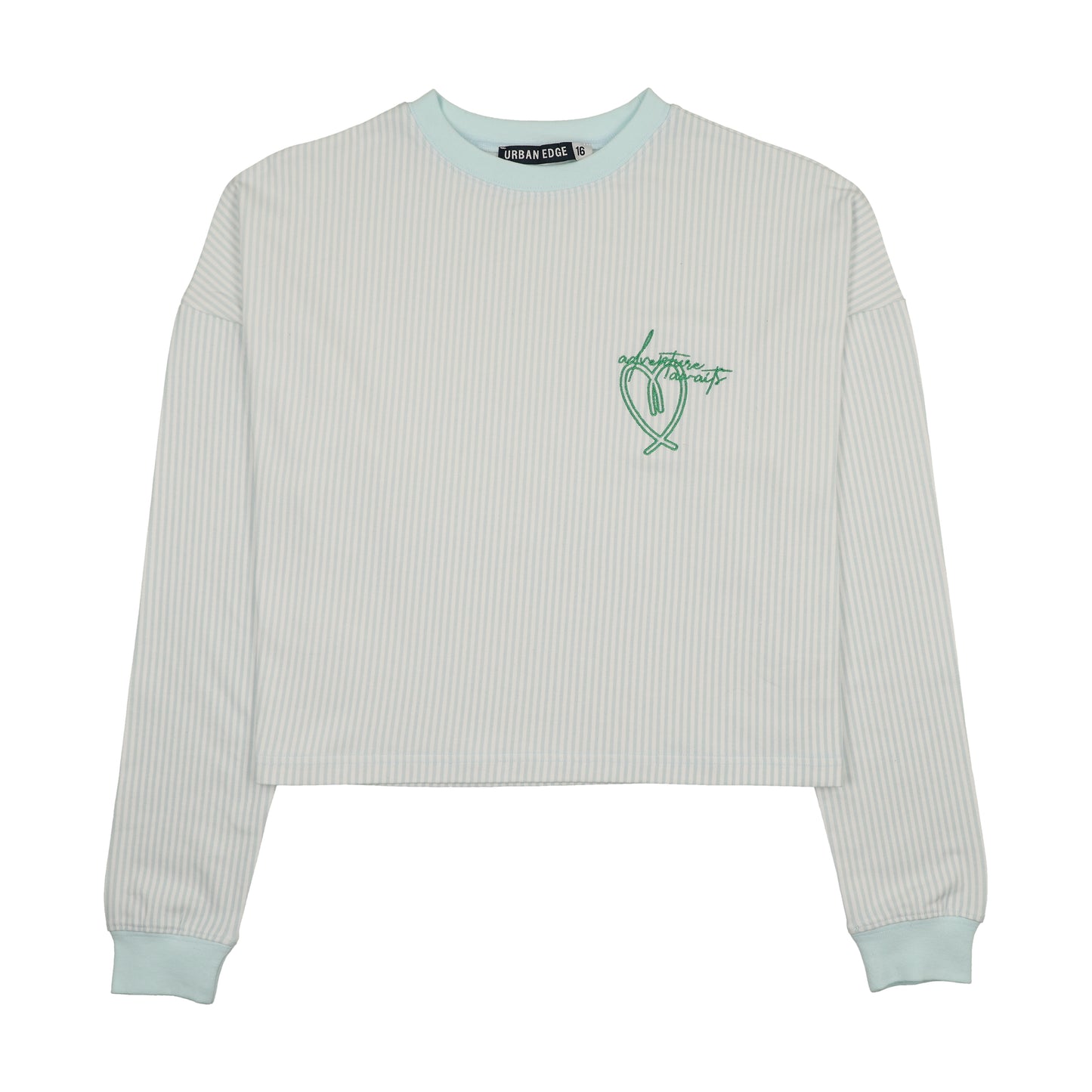 URBAN EDGE  BLUE STRIPED EMBROIDERED TSHIRT [FINAL SALE]