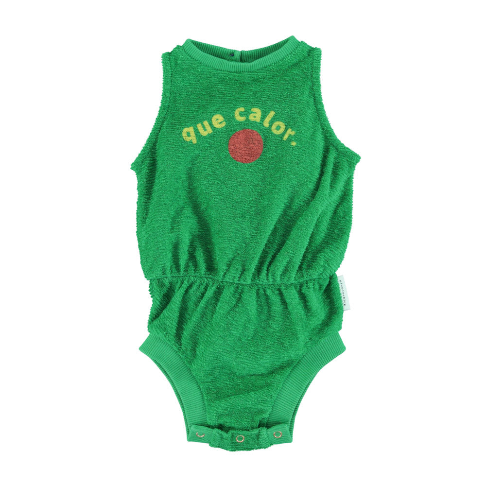 PIUPIUCHICK GREEN QUE CALOR WAISTED ROMPER