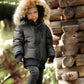 PRAMIE BLACK FUR TRIM BOMBER COAT