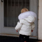 PRAMIE WHITE/BEIGE PRINTED PUFFER COAT