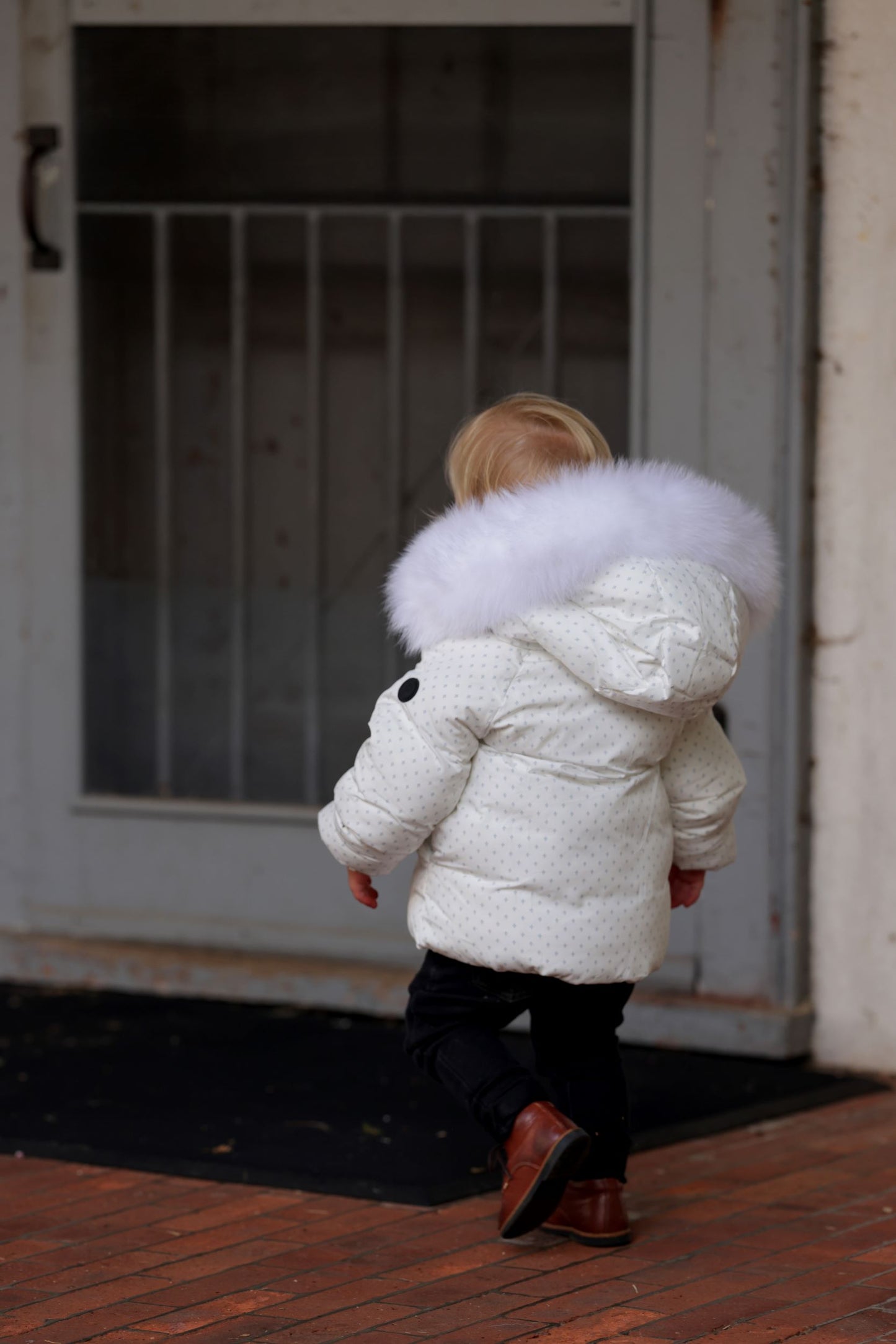 PRAMIE WHITE/BEIGE PRINTED PUFFER COAT