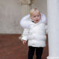 PRAMIE WHITE/BLUE PRINTED PUFFER COAT