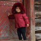 PRAMIE RED POCKET BOW PUFFER COAT