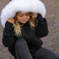 PRAMIE BLACK/WHITE FUR TRIM BOMBER COAT