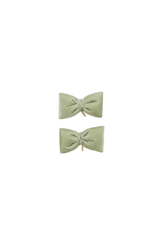 PROJECT 6 GREEN PUFFED BOW CLIPS [FINAL SALE]