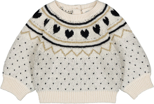 LOUIS LOUISE CREAM HEART KNIT SWEATER