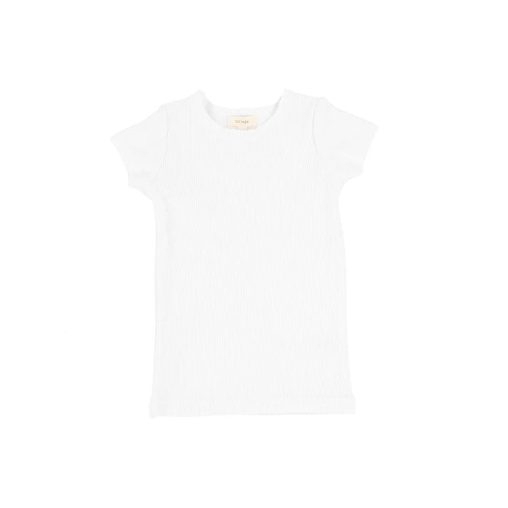 LIL LEGS WINTER WHITE RIBBED SS T-SHIRT