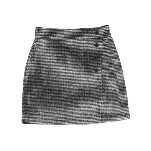 RYLEE + CRU BLACK HOUNDSTOOTH BUTTON SKIRT [Final Sale]