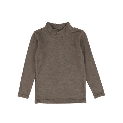 LIL LEGS HEATHER BROWN BAMBOO MOCK NECK