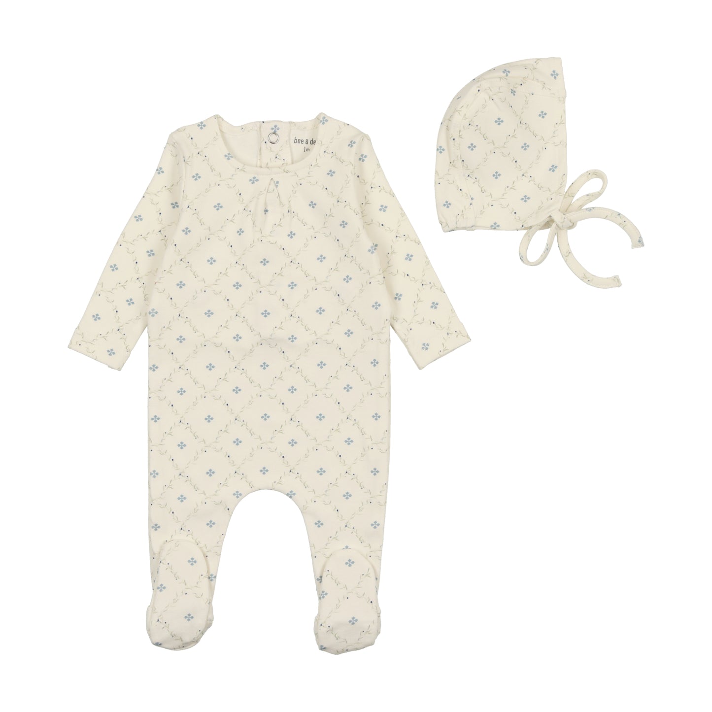 BEE & DEE BOYS QUAINT PRINTED FOOTIE WITH BONNET [FINAL SALE]