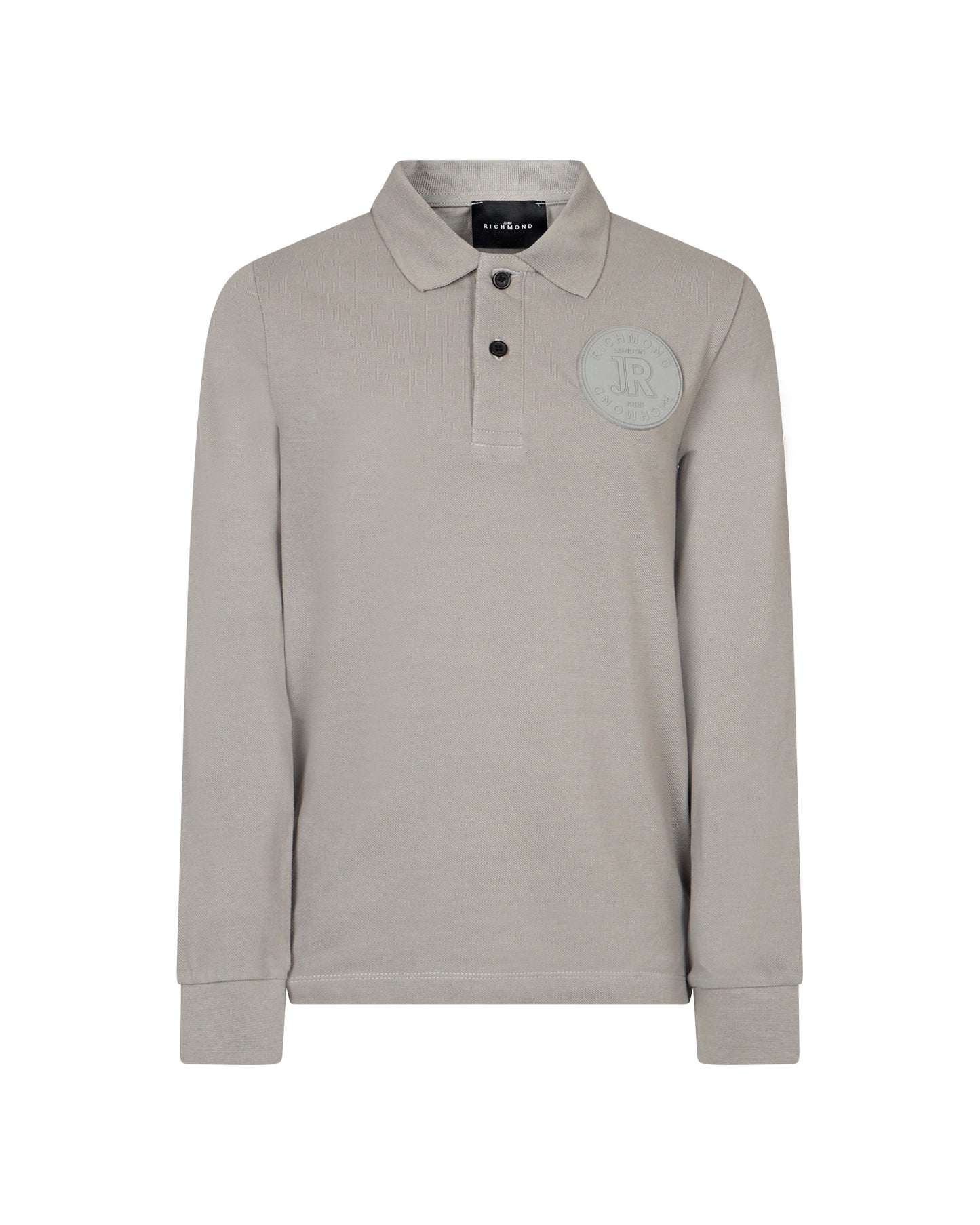 JOHN RICHMOND HEATHER GREY EMBOSSED LOGO POLO SHIRT