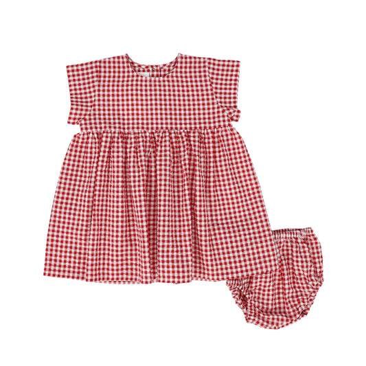 PEQUENO TOCON RED CHECKED DRESS SET