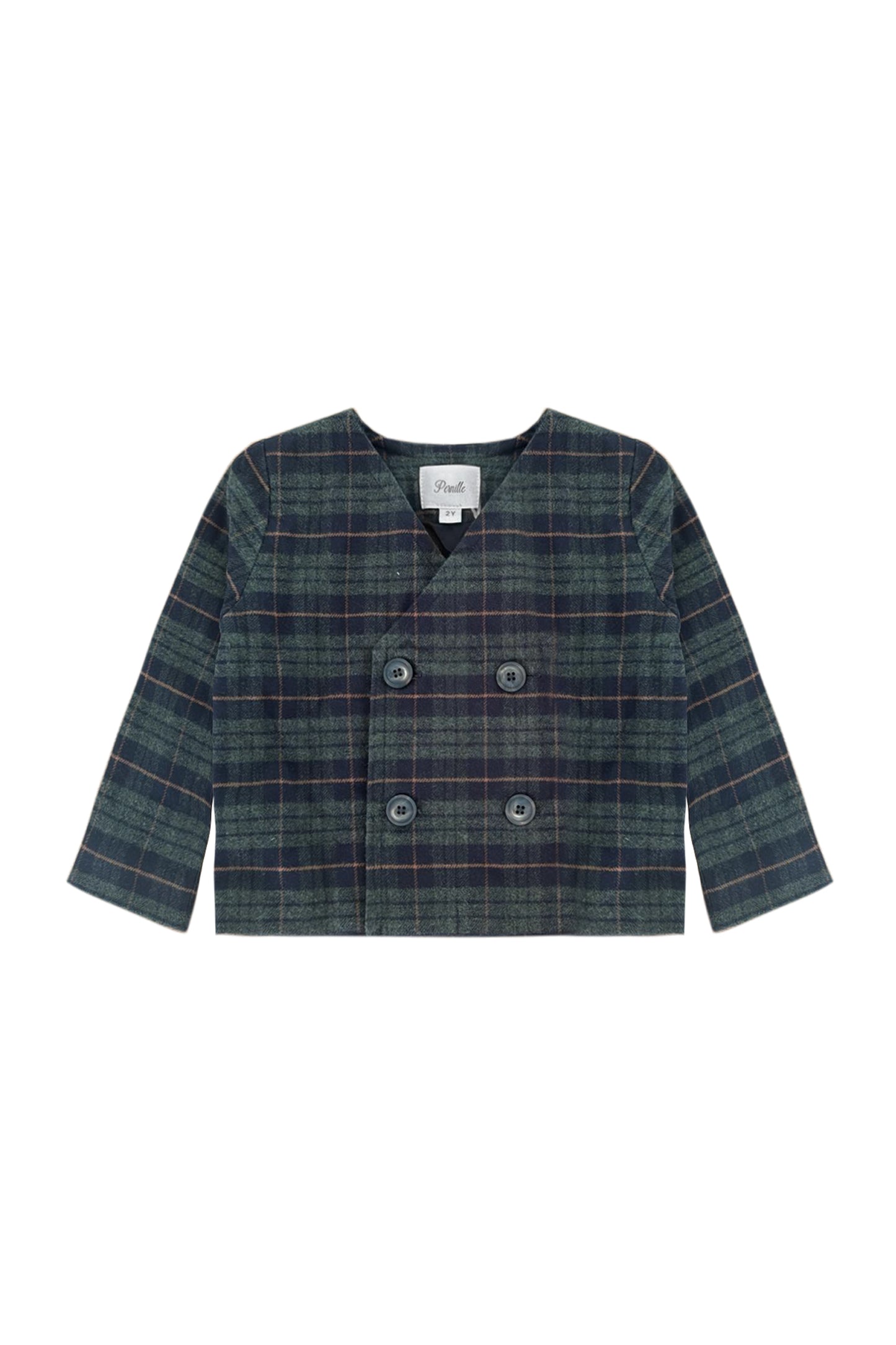 PERNILLE GREEN/NAVY PLAID BUTTON BLAZER