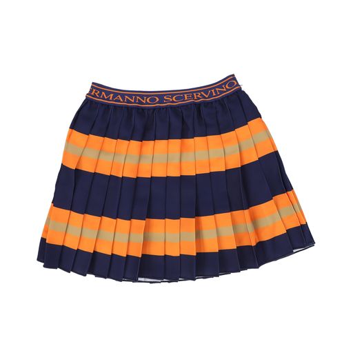 ERMANO SCERVINO NAVY STRIPED PLEATED SKIRT [Final Sale]