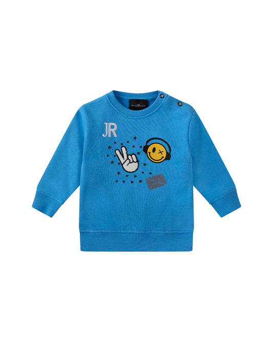 JOHN RICHMOND ELECTRIC BLUE EMOJI PRINT SWEATSHIRT